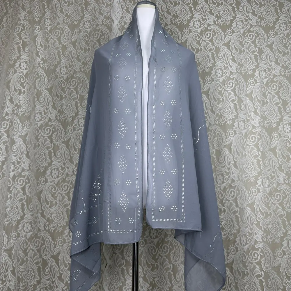 2026 Kleiner 70x180cm Chiffon Neuer Afrikanischer Netz-Hijab-Schal für Muslimische Frauen Afrikanischer Dubai Islam Kopftuch Bestickte Schals – Detail 16