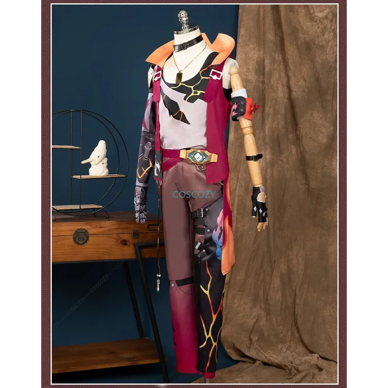 Jogo Honkai Star Rail Luka Fantasia de Cosplay Masculina, Peruca, Uniforme, Colar, Submundo, Belobog, Wildfire, Boxer, Roupa de Halloween
