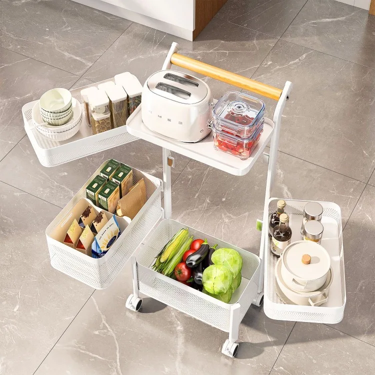 

Home Home Kitchen Bathroom Multi-layer Metal Utility Bedroom Snacks Spice Jars Storage Rack Rolling trolley