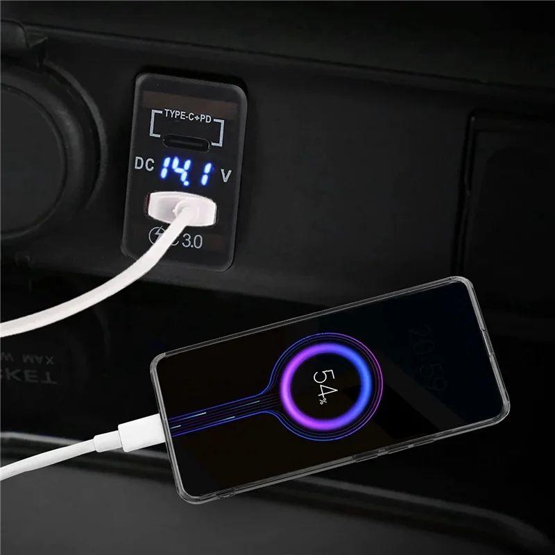 

B92B-2X 12V-24V USB-розетка с двойной быстрой зарядкой 3.0 и PD USB C-порт, разъем для зарядного устройства, адаптер питания для автомобиля, лодки, морского грузовика-A