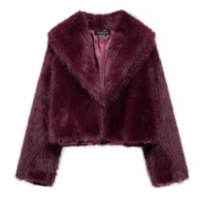 Women New Outer Wear Loose Pockets Casual Loose Simple Yankee Niche Design Flip Lapel Long Sleeve Autumn Fox Fur Fur Spicy Girl