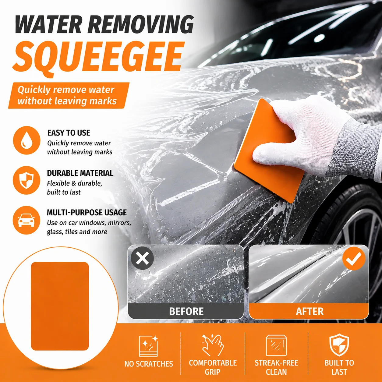 PPF Squeegee Water Removing Tool Car Paint Protection Film Installation Tool Vinyl Wrap Applicator Bubble Remover Auto Detailing