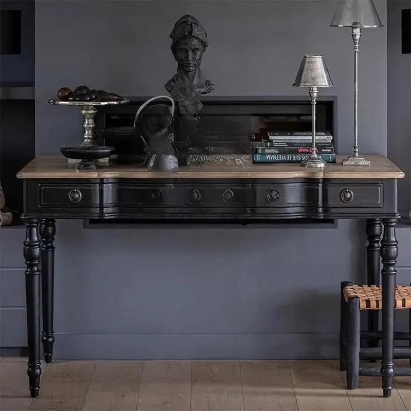 

American retro style solid wood desk medieval home writing table long porch table6220