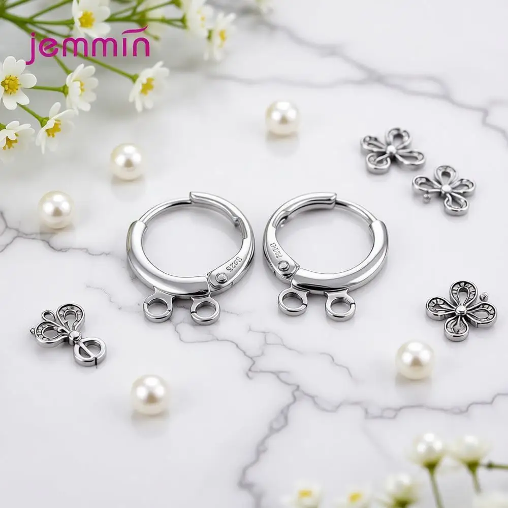 Wholesale 10Pcs Genuine 925 Sterling Silver Connect Hooks Earrings Two Models For Choice Bright Women DIY Jewelry Findings