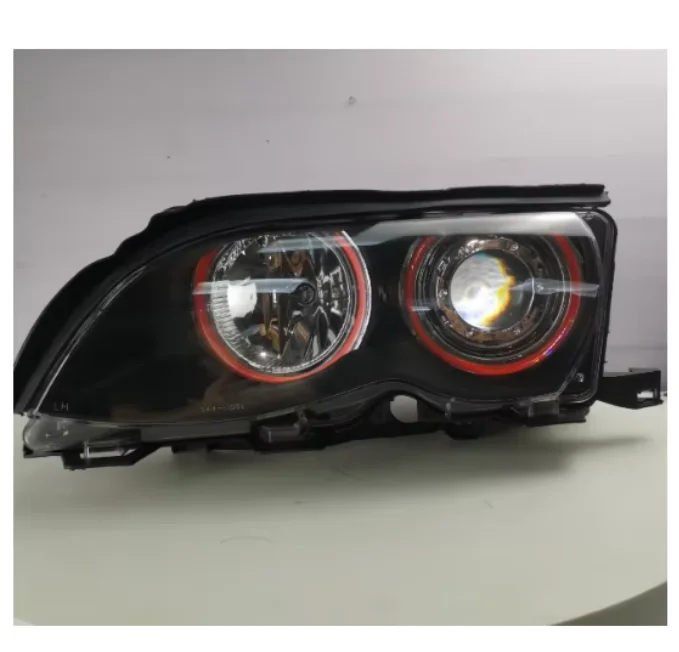 Upgrade And Modify The RED Eye 02-05 For BMW E46/4 Door RED Angel Eye Lens Headlight Assembly