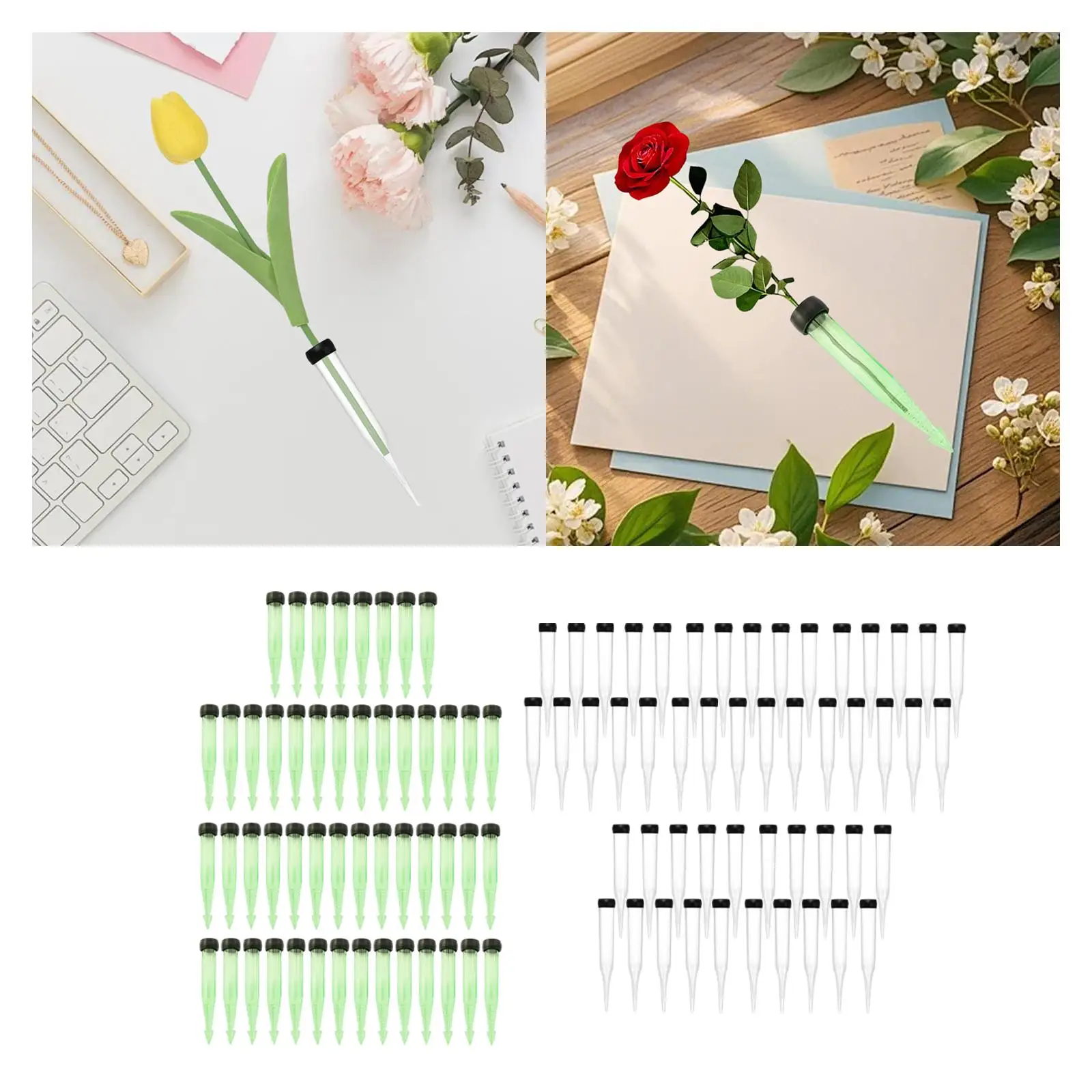 

50 Watering Tubes with Rubber End , Floral Arrangement Accessories, Versatile Water Storage Tubes for The Garden