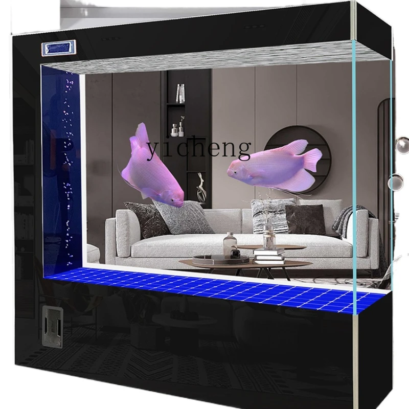 

XL Fish Tank Small Living Room Super White Glass Entrance Partition Floor Fish Globe Lazy Change Water