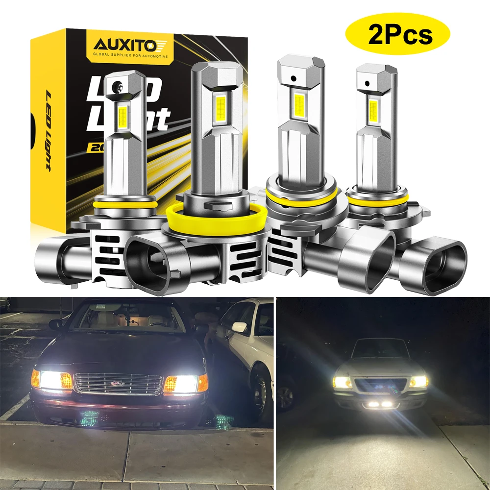 AUXITO 2Pcs 9005 HB3 LED Headlight Bulbs 9006 HB4 9012 HIR2 H8 H9 H11 LED Head Lamp with Fan Canbus Car Lights 60W 30000LM 12V