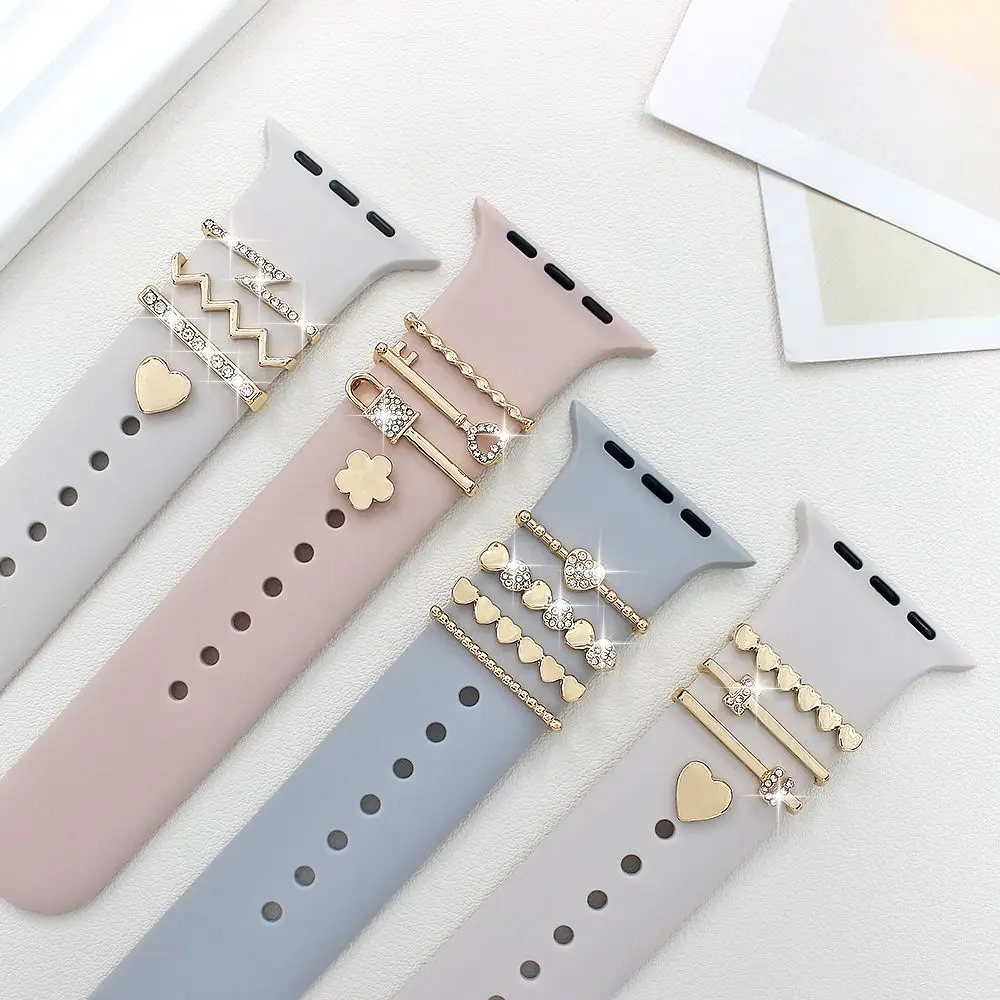 Metal Strap Decorative Ring Jewelry Diamond Bracelet Decoration Fashion Charms Ornament for Apple Watch Band