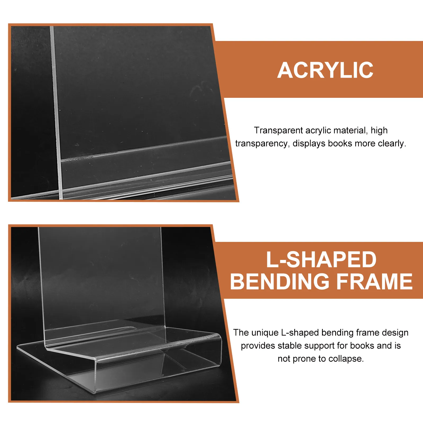 Clear Acrylic Book Display Stand Transparent Desktop Book Holder Rack for Books Music Albums Card Postcard Display