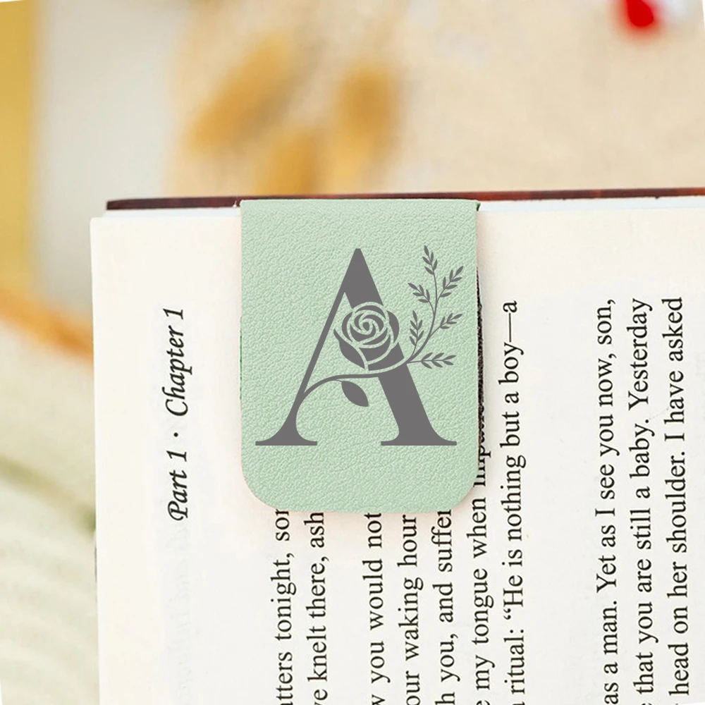 قطعة واحدة من الإشارة المرجعية الرائعة مع حروف الزهور، إشارة مرجعية بأحرف الزهور الجلدية، إشارة مرجعية مغناطيسية مفيدة #2