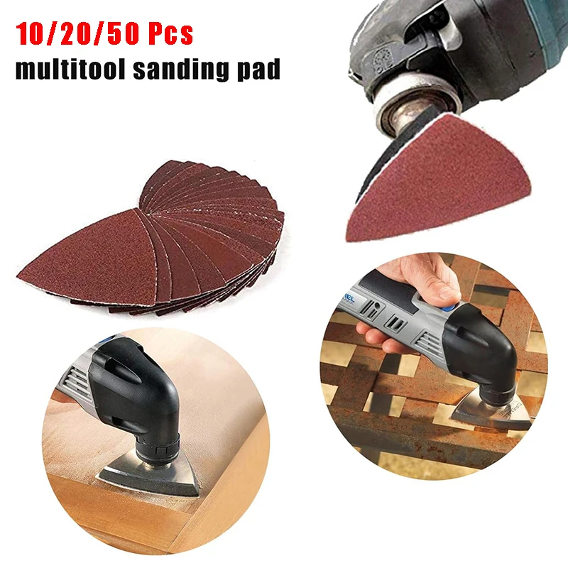 10/20/50 Pcs Triangular 80mm Sanding Paper With Hook & Loop Sandpaper Triangle Fit Oscillating Grinder Tool Dremel Accessories