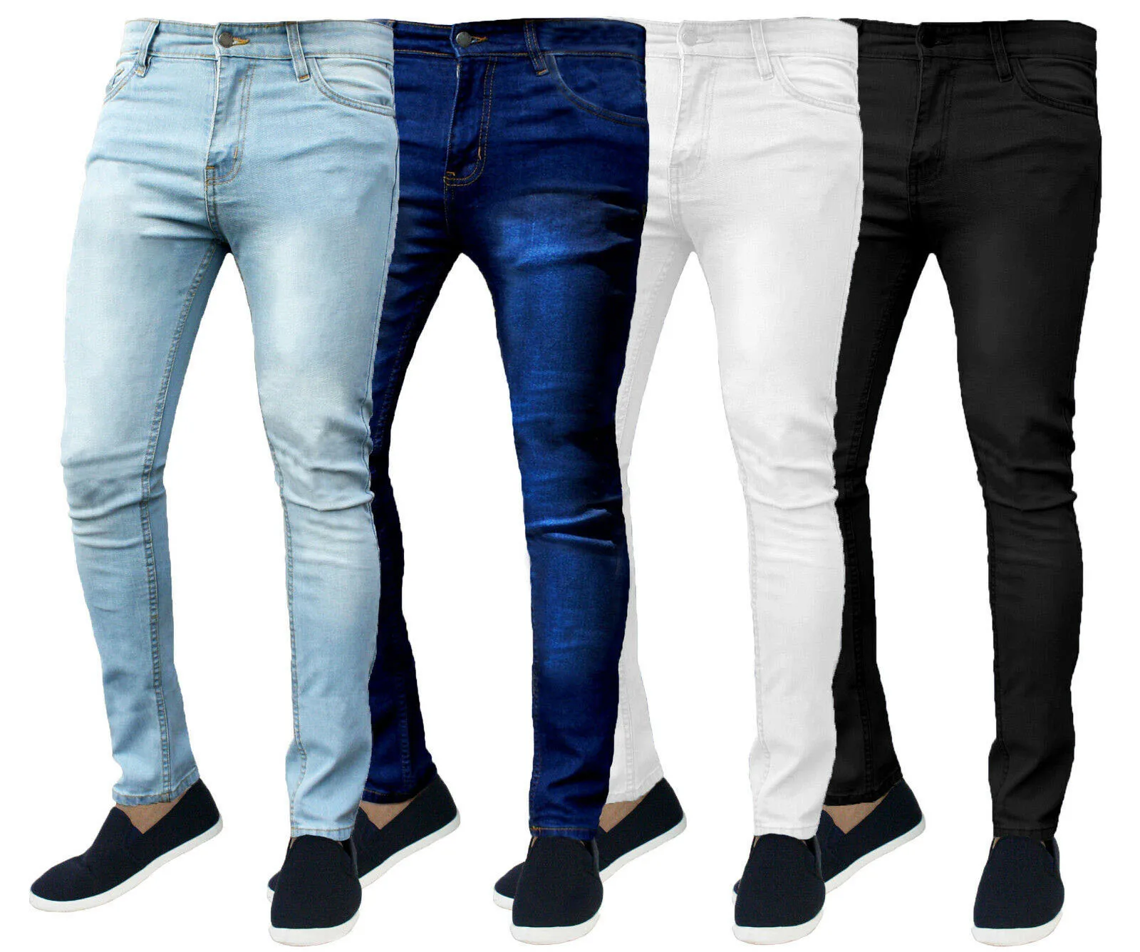 

Men Jeans Straight Pants Mid Waist Strecth Washed Vintage Distressed Pockets Basics Ankle Length Trousers Streetwear Denims
