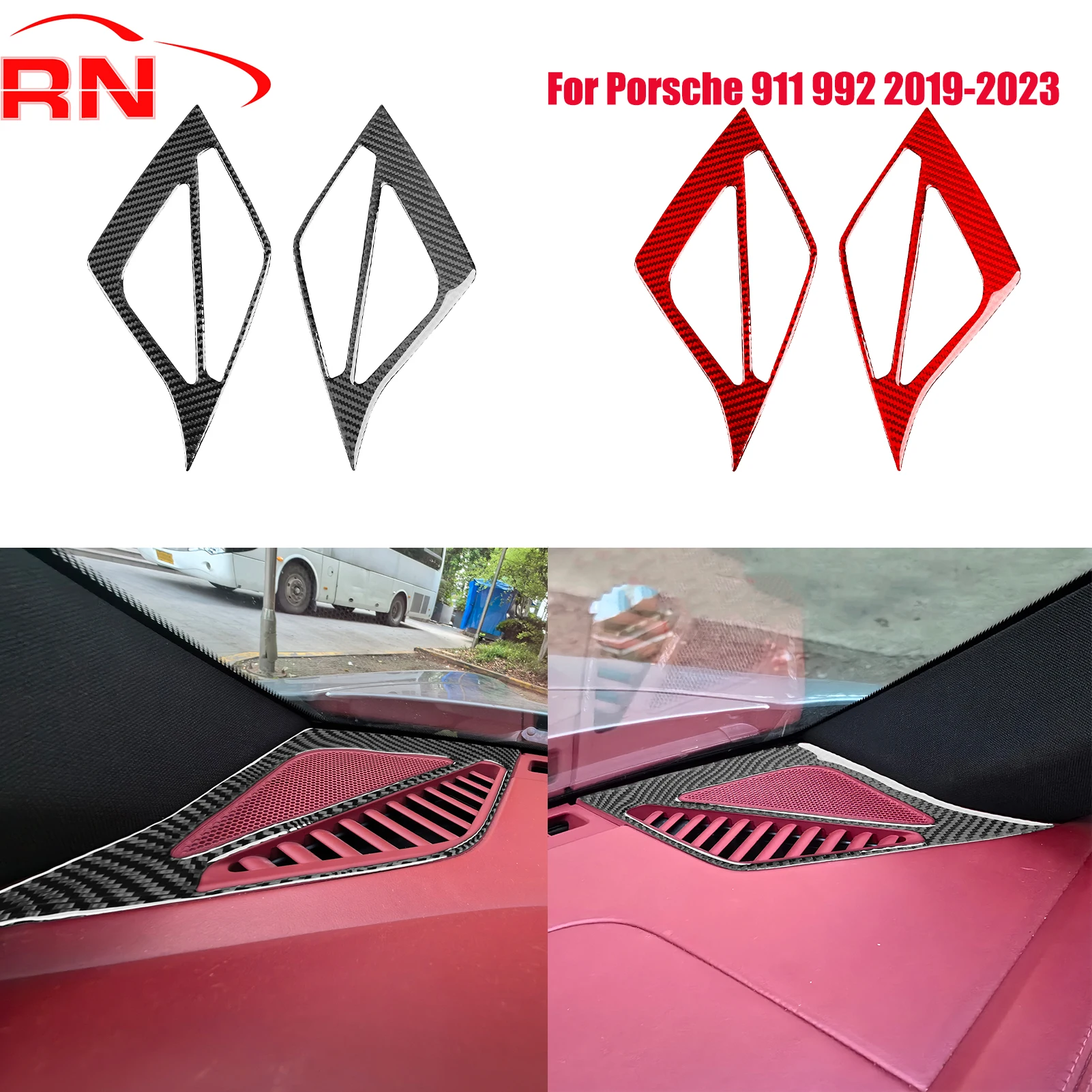 

Для Porsche 911 992 2019-2023 ремонт углеродное волокно автомобильная приборная панель боковая рамка внутренняя фортепиано черная декоративная наклейка