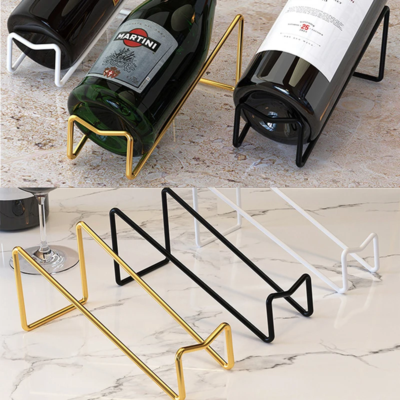 1 paquete de estante de hierro para botellas de vino, estante de exhibición para botellas de vino, estante de almacenamiento de vino, decoración sencilla para mostrador del hogar