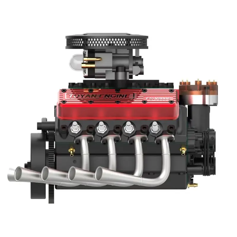 TOYAN-modelo de motor V8 de cuatro tiempos, Kit de modelo de ensamblaje de engranaje independiente doble refrigerado por agua mecánico de Metal