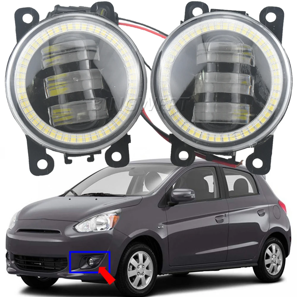 High Quality Angel eyes Fog Lights H11 H8 Replacement Fog Head Lamp for Mitsubishi Mirage  Space Star Hatchback (A0_A) 2012~2016