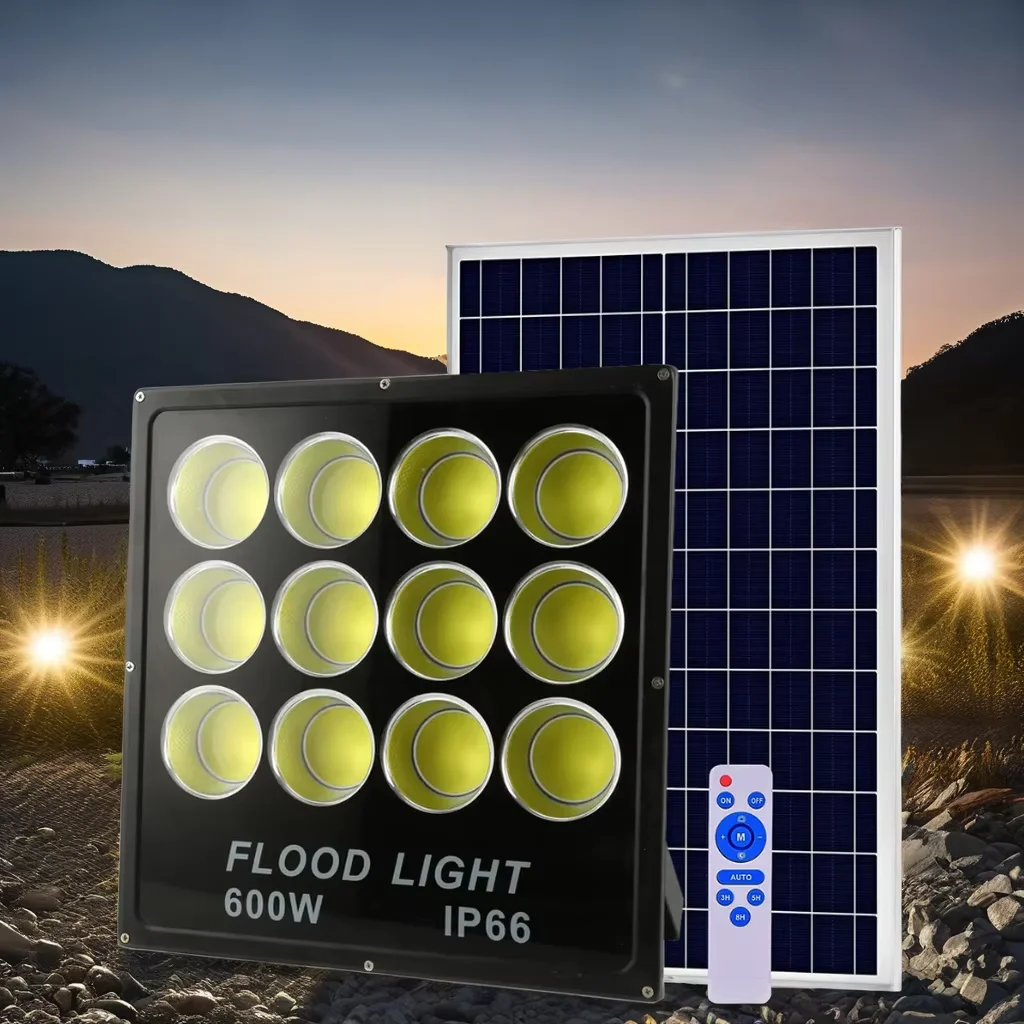 

600W Stadium COB Solar Flood Light Waterproof Outdoor Security Remote Control Dusk Dawn Feature New Solar Flood Lights