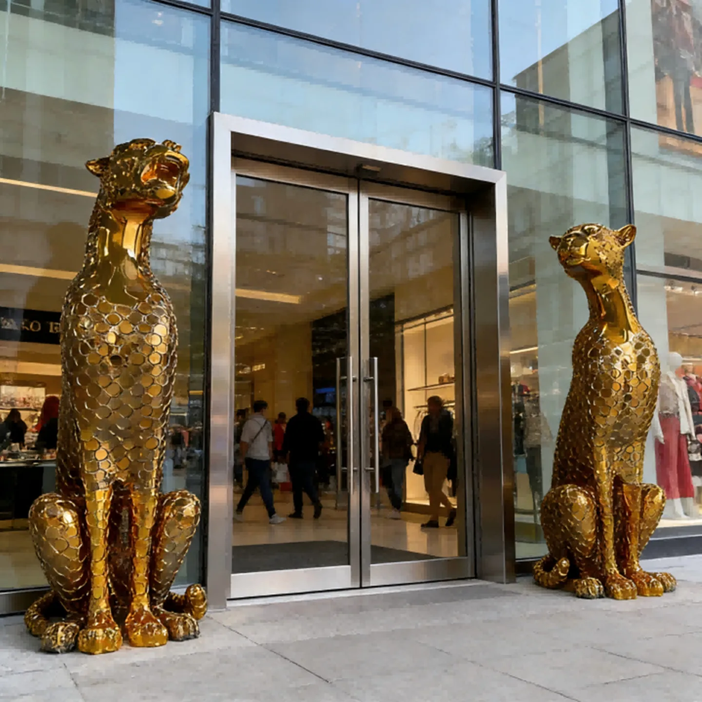 Creative Light Luxury Sales Department Golden Leopard Ornament Bar Catering Shop Homestay Shopping Mall Entrance Decoration Meic
