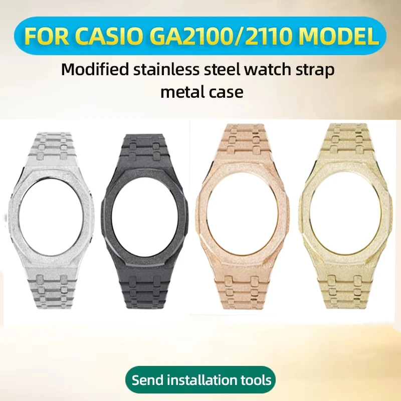 GA-2100 Modified bezel Kit For Casio G-Shock GA2100 GA-2110 WatchBand 316L Set Metal Bracelet Watch Strap Case men's Accessories