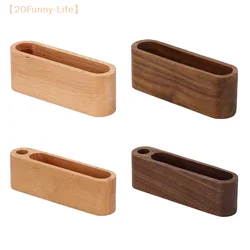 Wooden Business Card Box,Office Desk Name Card Display Stand With Pen Slot Memo Pad Cards Stand Card Holder Storage
