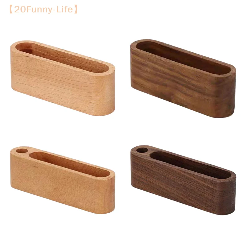 Wooden Business Card Box，Office Desk Name Card Display Stand With Pen Slot Memo Pad Cards Stand Card Holder Storage