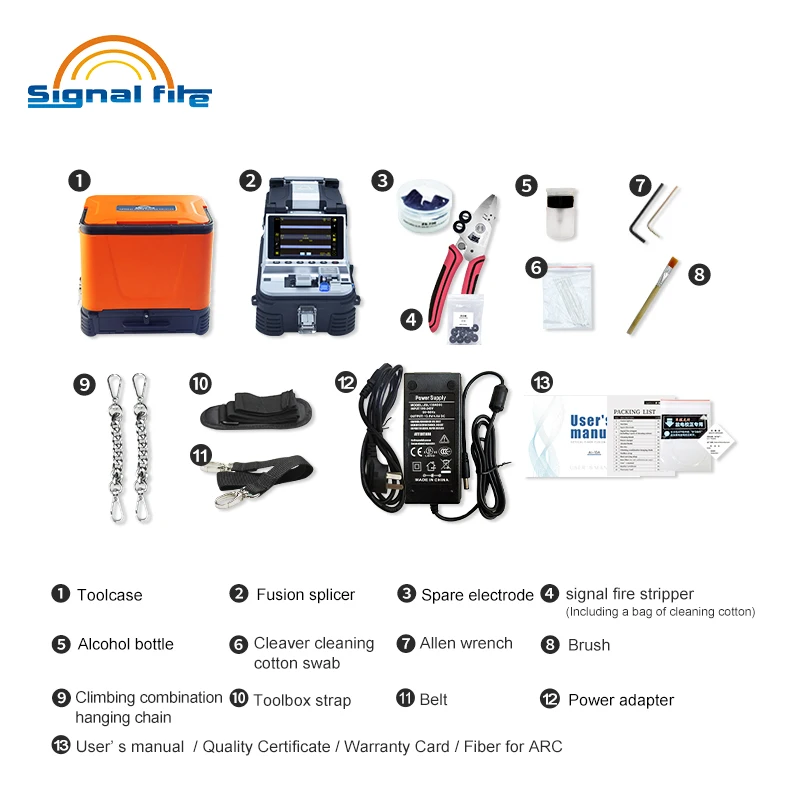 Imagem -06 - Signal Fire-optical Fiber Fusion Splicer Ai10 Cutelo Elétrico Máquina de Emenda Motores Alinhamento Automático do Núcleo Ai-10a