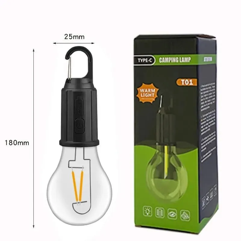 Outdoor Camping Hanging lamp Type-C Charging Retro Light Bulb Lighting Decor Lantern Hiking Sports Entertainment Portable Lamp