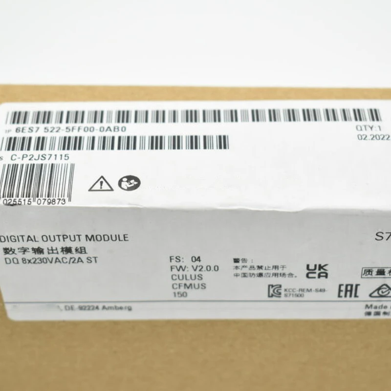 

New Fast Shipping S7-1500, Digital Output Module 6ES7 522-5FF00-0AB0 6ES7522-5FF00-0AB0 with a one-year warranty