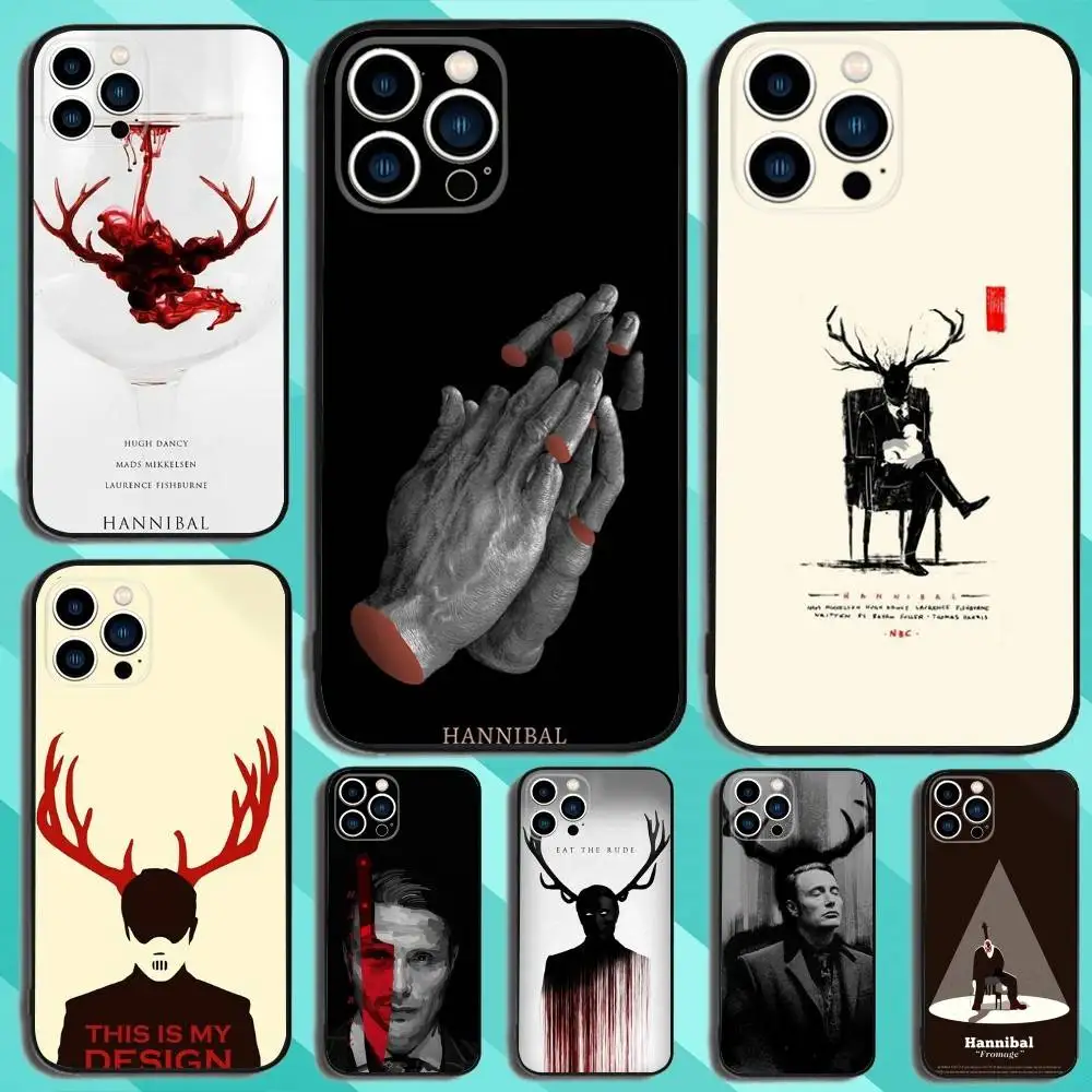 

Hannibal Phone Case For iPhone 16,15,14,13,12,11,Plus,Pro Max,XS,X,XR,SE,Mini,8,7 Soft Silicone Black Cover