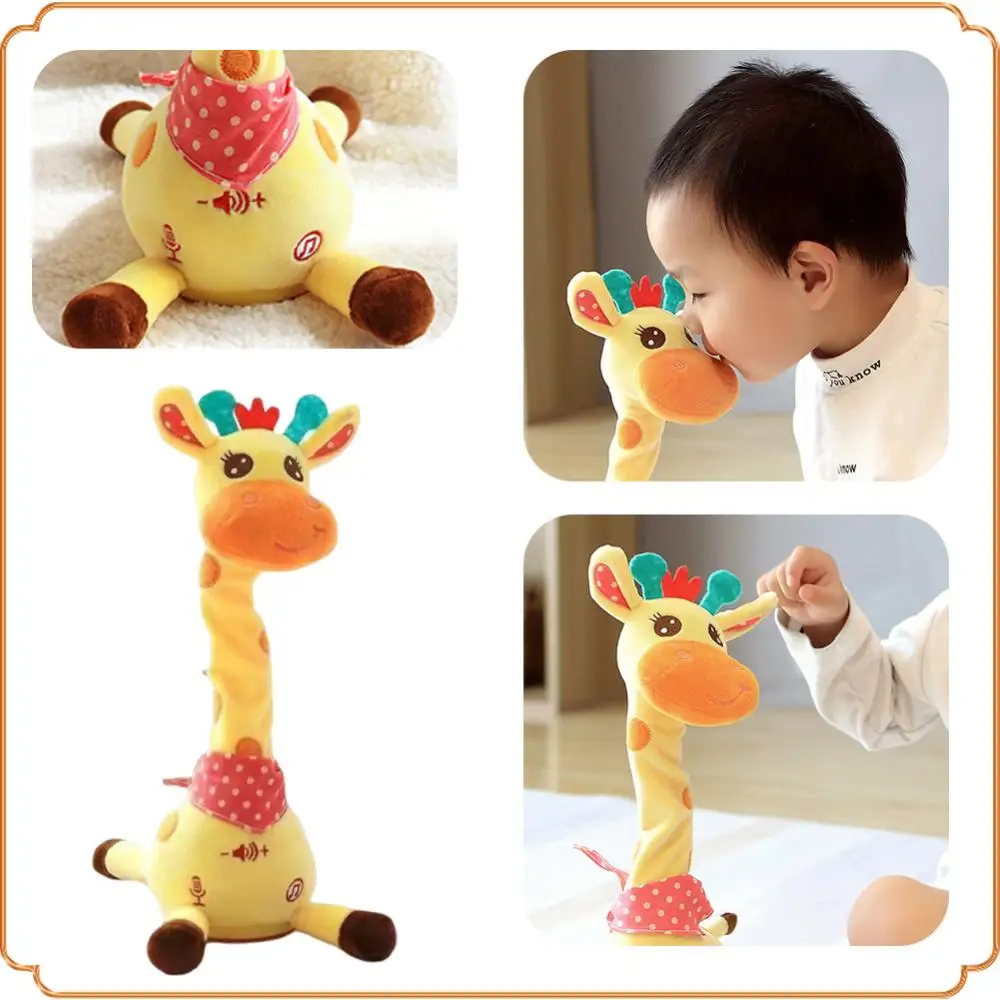 Bella giraffa di peluche oscillante con LED Simpatico giraffa che canta bambola volume regolabile illumina giocattolo giraffa per bambini da 6 a 12 mesi