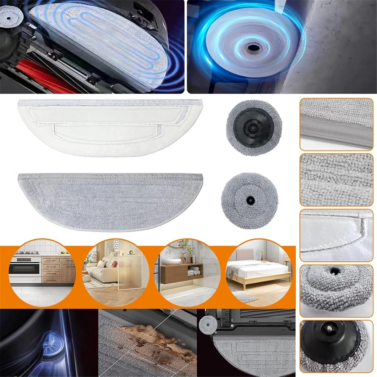 Replacement Parts for Roborock S8 Maxv Ultra /S8 Max Ultra Vacuum Cleaner Main Side Brush Hepa Filter Mop Cloth Dust Bag