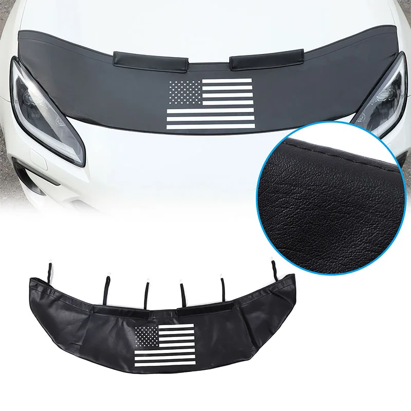 For Toyota 86/For Subaru BRZ 2022-2023 Car Hood Sand and Stone Deflector Protection Cover Black Leather Car Exterior Accessories