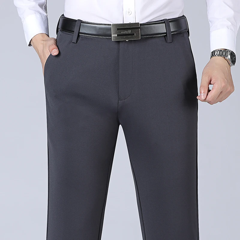 

Spring Autumn Thick Men's Smart Casual Suit Pants Wrinkle Free Dress Pants Black Navy Grey Straight Formal Pants 29-42