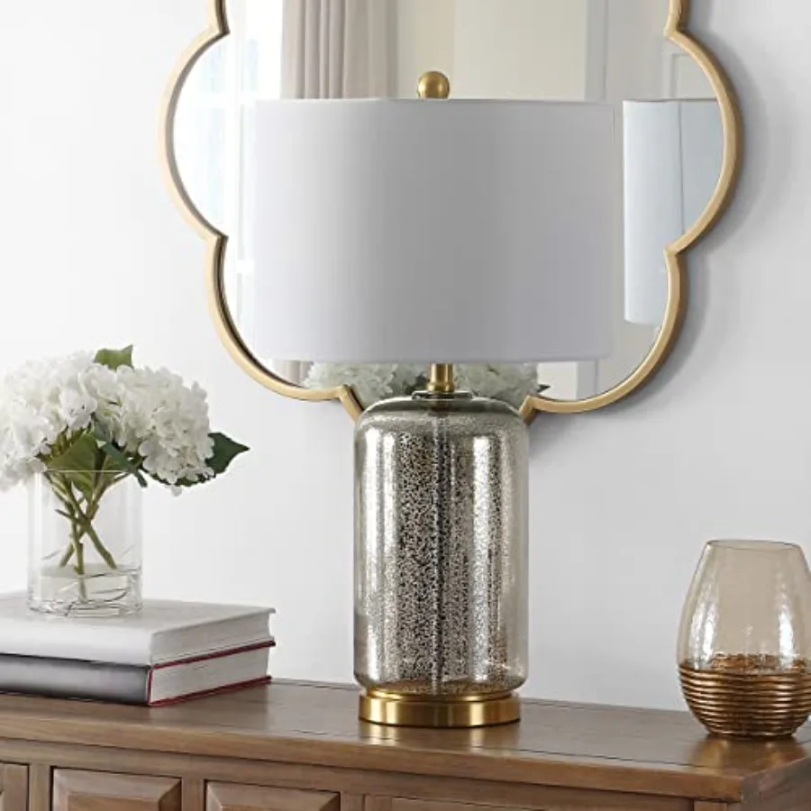 

Lighting Collection Novah Glass 26-inch Bedroom Living Room Home Office Desk Nightstand Table Lamp LED Bulb Included