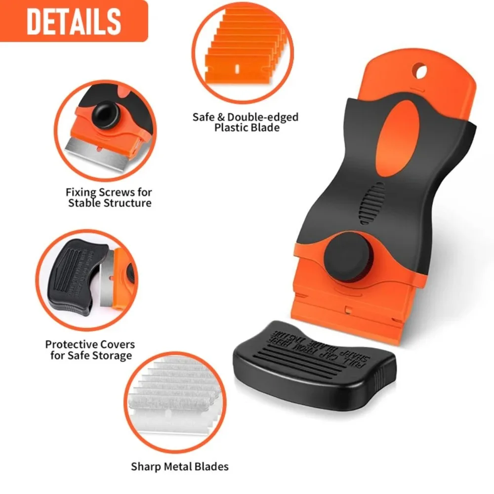 1 Set Glue removal blade With 10 Blades, Telescopic Adjustment Knife, Cleaning Scraper Tool For Removing Labels,Stickers,Paint