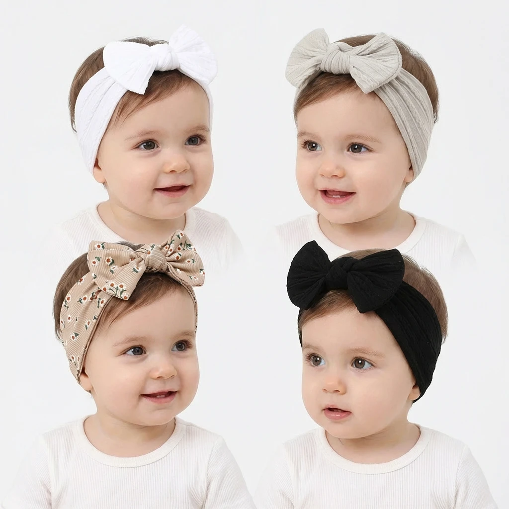 

4pcs Spring Summer Cute Children's Bowknot Headbands Set Baby New Fashionable Hair Accessories for Kids