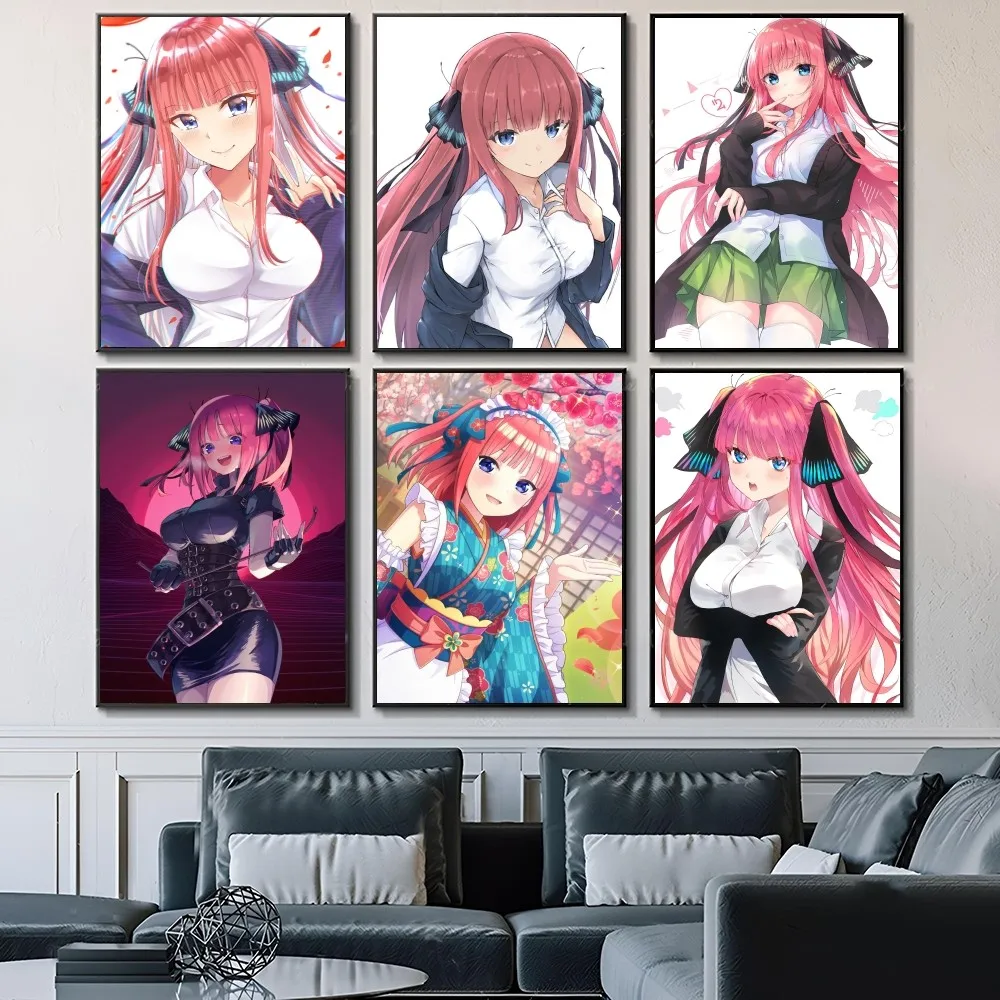 1pc Anime Q-Quintessential Quintuplets Poster Self-adhesive Art Waterproof Paper Sticker Coffee House Bar Room Wall Decor