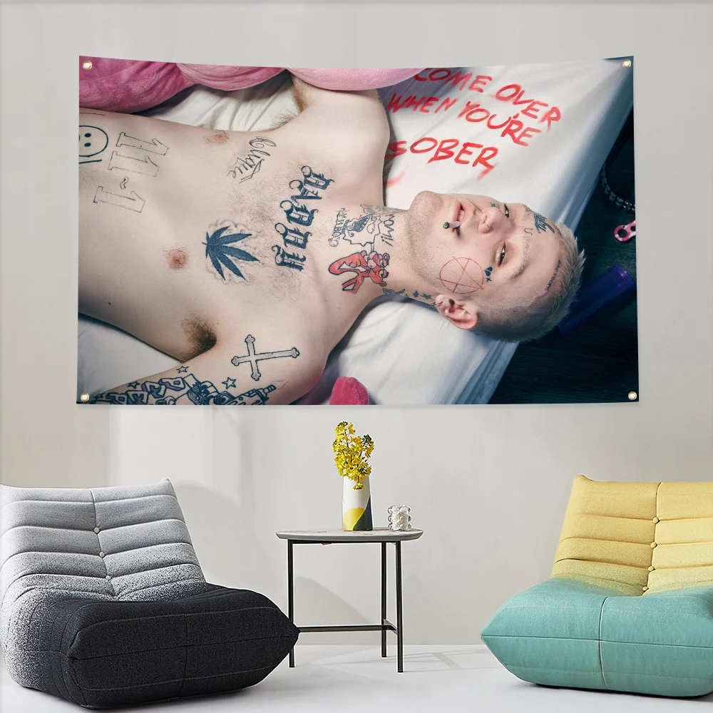 Lil Peep Room Deco Wallart Tapestry Outdoor Decor Hip Hop Home Garden Flags for Bedrooms Custom Flag to Hang Fall Decoration