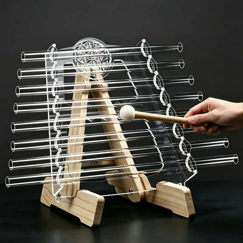 432Hz Crystal Harp Meditation Sound Tube with Wood Stand Sound Healing Yoga Lyre Harps Professional Stringed Instruments Chimes