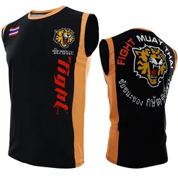 Tiger Muay Thai Shirt Men Jiujitsu Kickboxing Fight Martial Arts MMA Boxing T-Shirt Vest Tank Top Sleeveles Gym Sports Rashguard