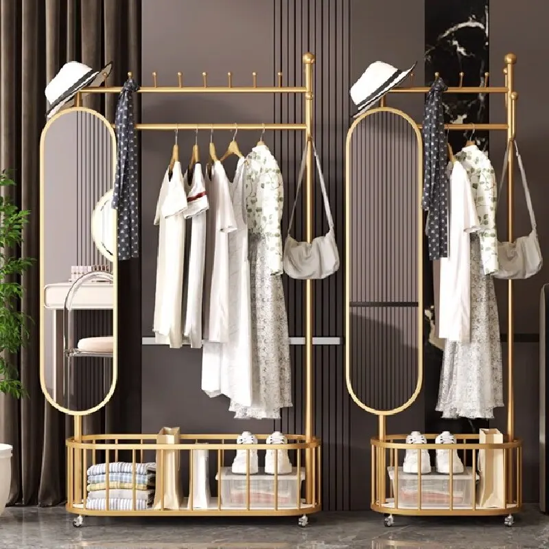 

Display Floor Coat Racks Standing Clothes Hotel Living Room Luxury Bedroom Metal Coat Racks Garment Perchero Trendy Furniture