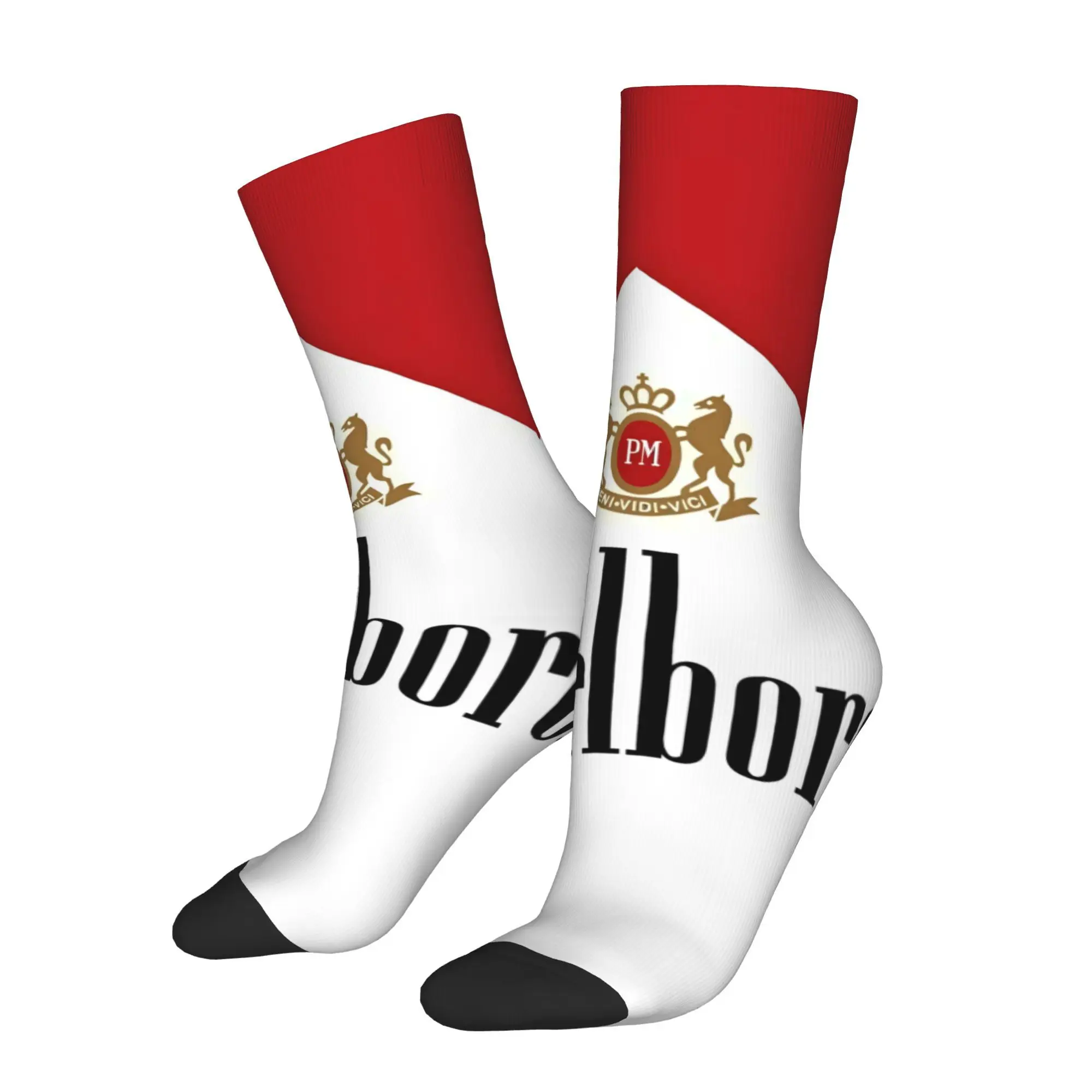 

Vintage Red White Stripes Men's Socks Unisex Novelty Crazy Crew Sock Gift