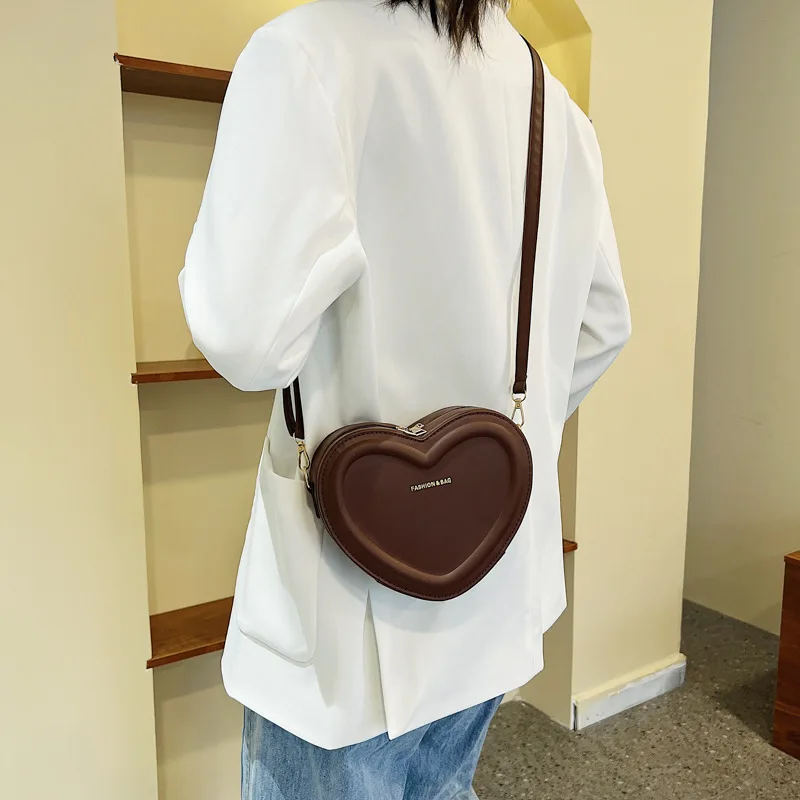 Fashion Heart Shape Crossbody Bags For Women New Solid Pu Leather Shoulder Bag Casual Ladies Handbags Designer Women Bags