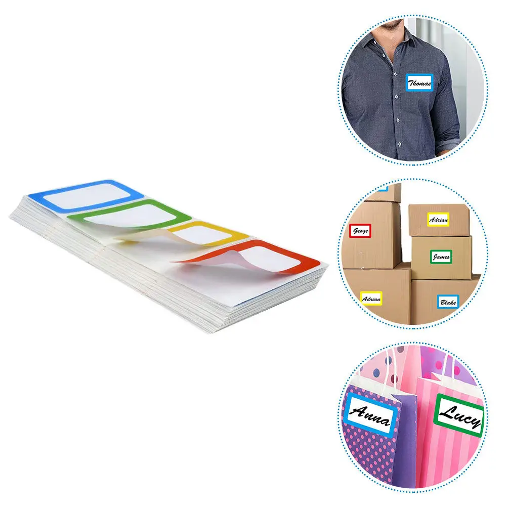 200Pcs Name Tag Sticker Blank Writable Labels Self-Adhesive for Classroom School Office Use Name Tags Label Stickers
