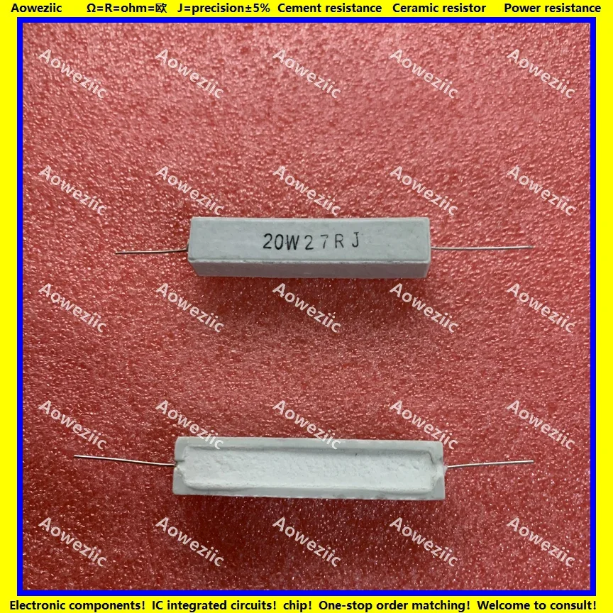 10 peças resistor de cimento horizontal rx27 20w 27 ohm 20w 27r 27rj 20w27rj 27ohm resistência cerâmica precisão 5% resistência de energia