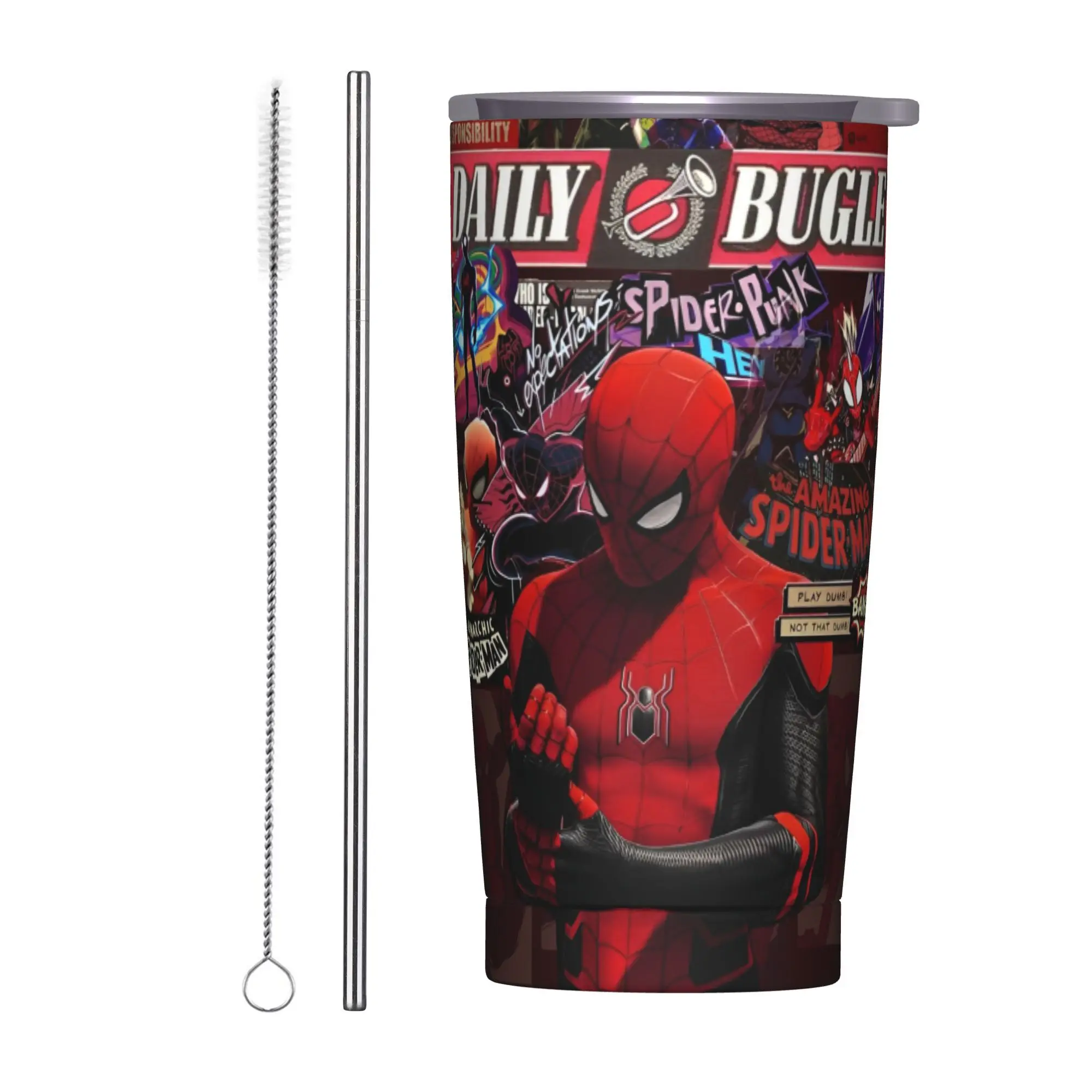 

Spiderman Spider-Man 20oz Tumbler Stainless Steel Double Wall Vacuum Insulated Superhero Spider Man Travel Mug With Straw