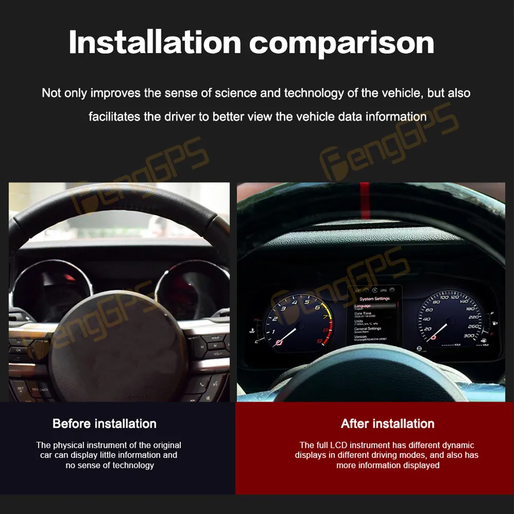 

12.3'' Digital Performance Display Dashboard For Ford Mustang 2015 2016 2017 2018 2019 2020 Speed Table Car Virtual Information