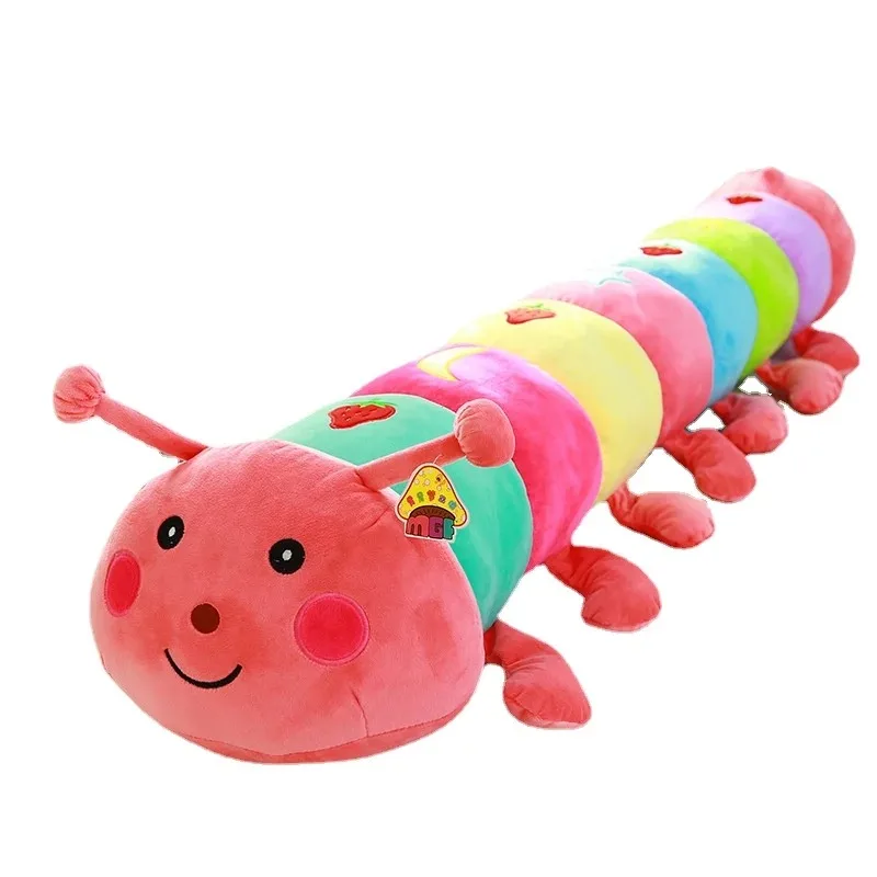 

50~190cm Colorful catoon caterpillar plush toy doll soft comfy insect pillow cotton worm bug model sofa car cushion kids gift