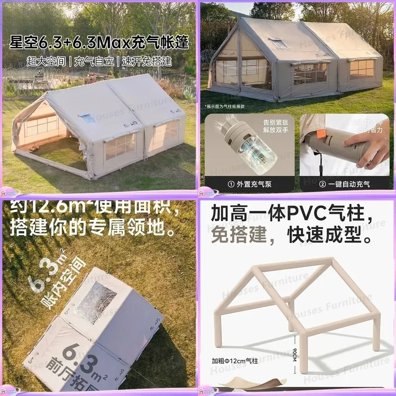 For Fully Automatic Inflatable Tent 6.3m2 Outdoor Camping Thickened Waterproof Family Tent Car Roof Top Tent Auto Accessories
